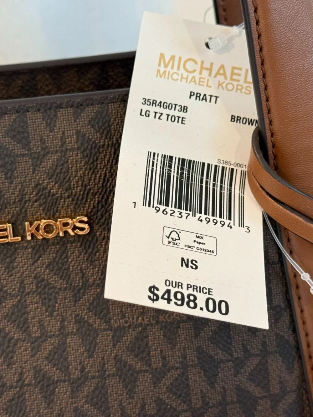 MICHAEL KORS Pratt Large Signature Logo Tote Shoulder Bag COLOR BROWN  NWT